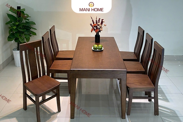 BỘ BÀN ĂN GỖ SỒI CAO CẤP 6 GHẾ CÂN TRƠN – MTK H010.M3