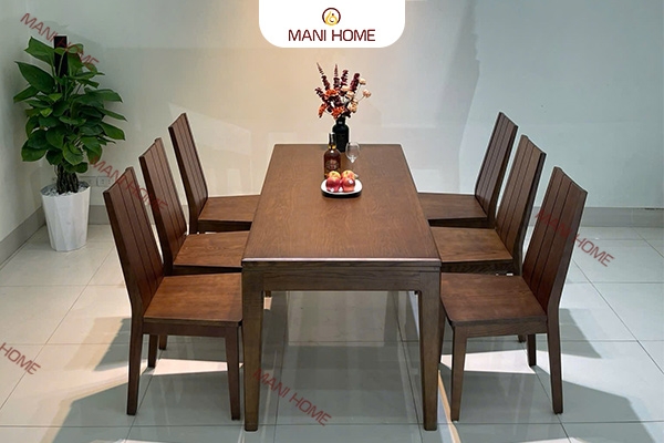 BỘ BÀN ĂN GỖ SỒI CAO CẤP 6 GHẾ GV009.M1 – MTK H010.M3