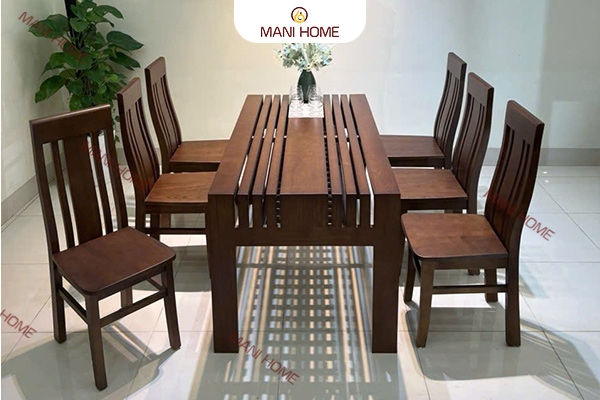 BỘ BÀN ĂN GỖ SỒI CAO CẤP 6 GHẾ CÂN TRƠN – MTK H021