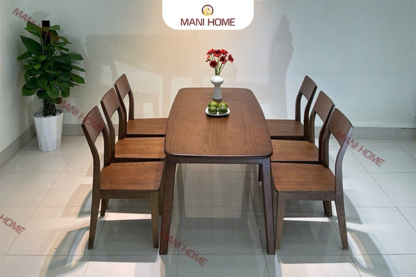 BỘ BÀN ĂN GỖ SỒI CAO CẤP 6 GHẾ GV011.M2 – MTK H023.M1