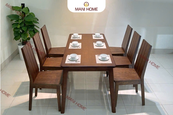 BỘ BÀN ĂN GỖ SỒI CAO CẤP 6 GHẾ GV009.M1 – MTK H023.M2