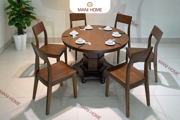 BỘ BÀN ĂN GỖ SỒI CAO CẤP 6 GHẾ GV011.M1 – MTK S1M1N