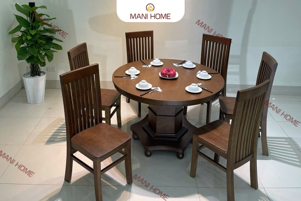 BỘ BÀN ĂN GỖ SỒI CAO CẤP 6 GHẾ 7 NAN – MTK S1M1N