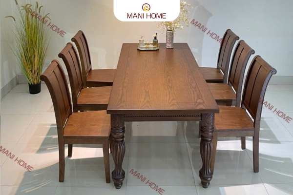 BỘ BÀN ĂN GỖ SỒI CAO CẤP 6 GHẾ B1 – MTK V8VN