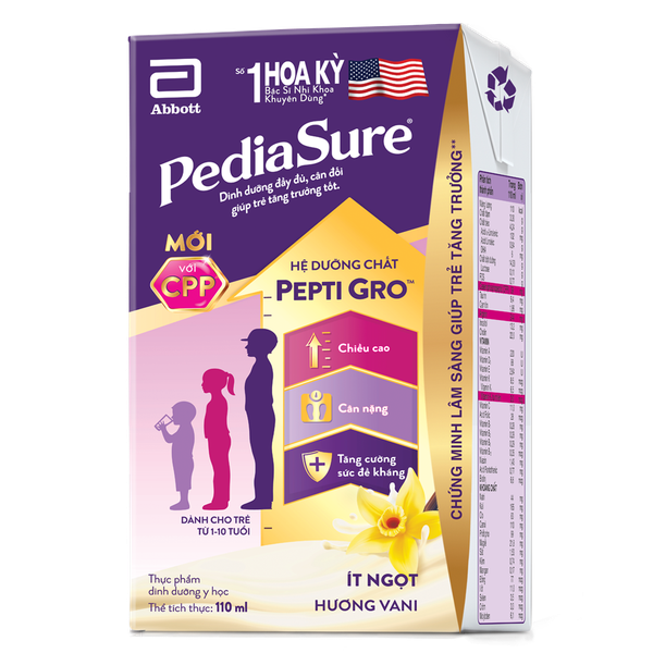 Sữa pha sẵn Abbott PediaSure hương vani 110 ml (1 - 10 tuổi)