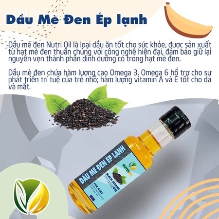 Dầu mè ăn dặm cho bé, dầu ép lạnh nguyên chất hạt mè đen Nutri Oil 100ml [Date mới nhất]