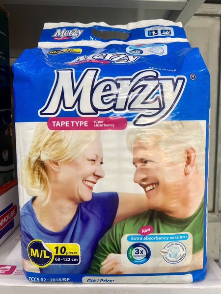 Tã Dán Người Lớn Merzy ML10 Miếng Siêu Thấm, Bỉm Người Già Cao Cấp Siêu Mỏng Khô Thoáng Chống Rò Rỉ