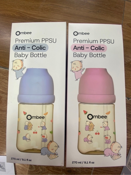 Bình sữa Ombee PPSU Princes Xanh, hồng 270ml