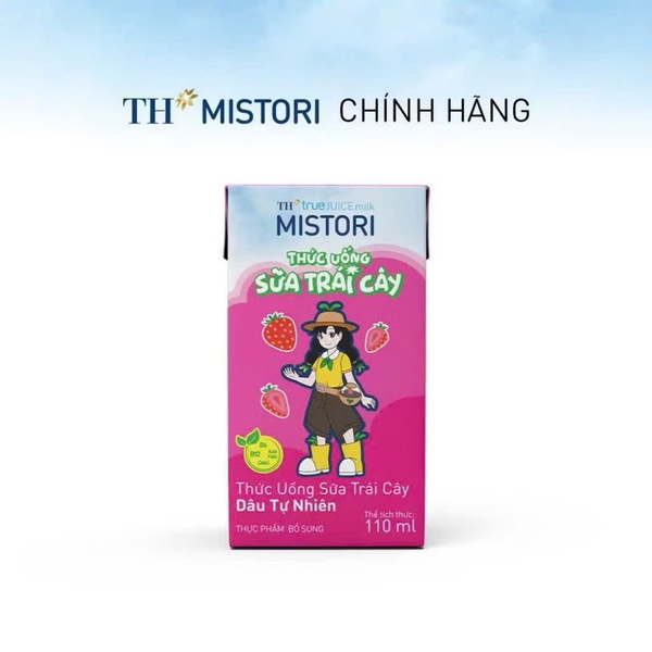 Lốc Thức Uống Sữa Trái Cây Dâu Tự Nhiên TH true JUICE milk MISTORI 110 ml
