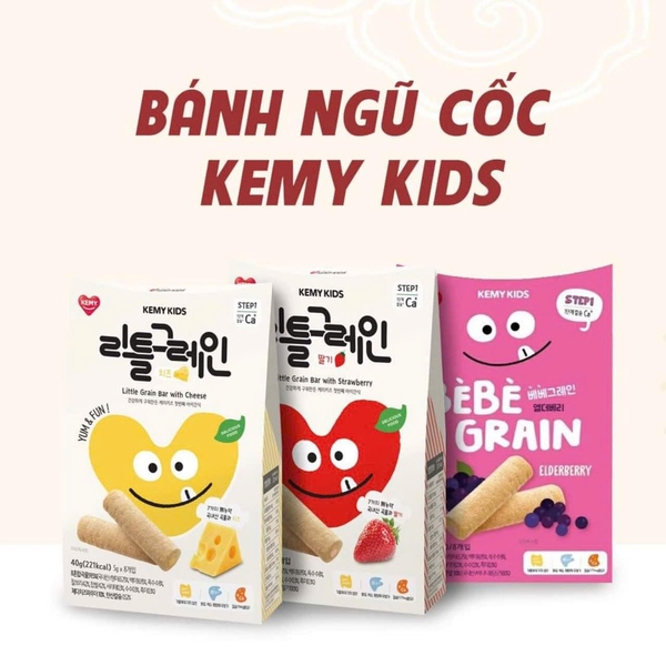 Bánh ngũ cốc Kemy Kids vị Dâu dành cho bé trên 8 tháng