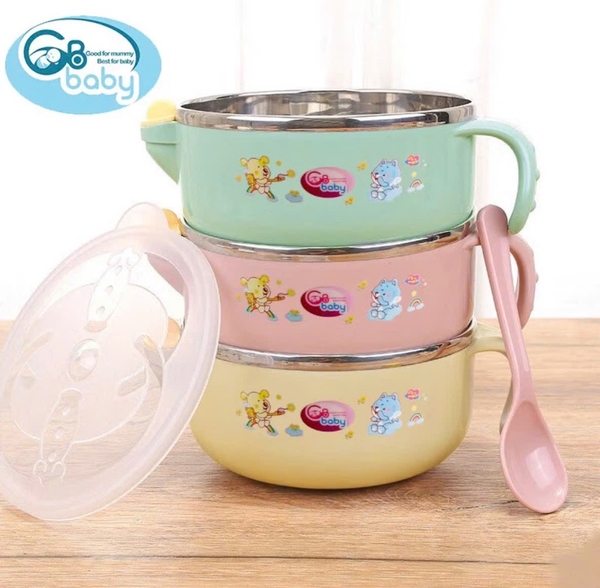 BÁT ĂN DẶM INOX 2 LỚP GOBABY CÓ NẮP – BẢO VỆ BỮA ĂN