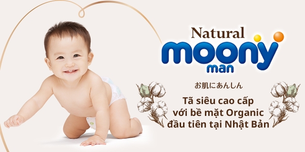 Bỉm tã dán Moony Natural size Newborn 63 miếng