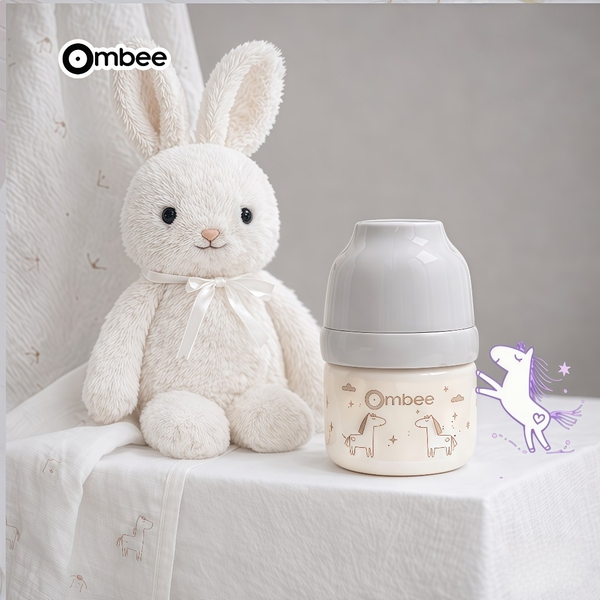 Bình sữa Ombee PPSU Anti-colic phiên bản Pony xám