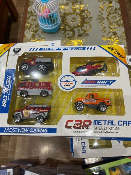 Xe Tải Chở 6 Xe Container Truck Set 6 Chiếc Mini Fire Truck Xe Kéo Hợp Kim Die Cast Truck Quán Tính Với Save Đồ Chơi