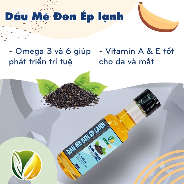 Dầu mè ăn dặm cho bé, dầu ép lạnh nguyên chất hạt mè đen Nutri Oil 100ml [Date mới nhất]