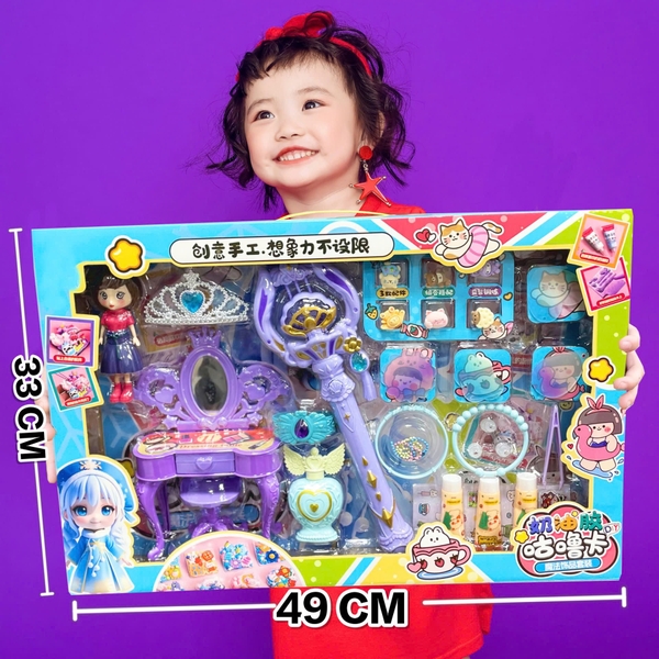 Hộp trang điểm 5517 (Bộ đồ chơi trang điểm công chúa sáng tạo 5517 – Kèm gương, vương miện, bàn trang điểm, đũa phép)