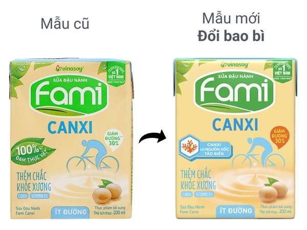 Lốc 6 hộp sữa đậu nành ít đường Fami Canxi 200ml