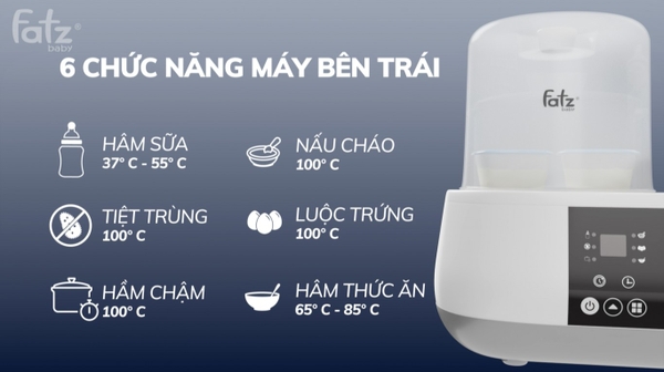 Máy đa năng điện tử (Tiệt trùng/Hâm sữa/Hầm cháo chậm/Đun và Hâm nước pha sữa) Multimax 1