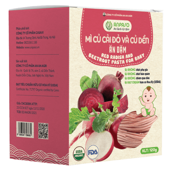 Mì củ cải đỏ & củ dền ăn dặm Anpaso