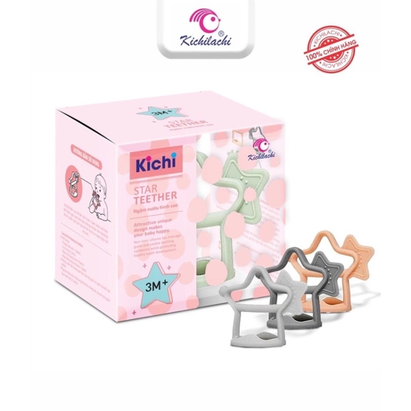 Gặm nướu Kichilachi hình ngôi sao có quai cầm (>3 tháng tuổi)