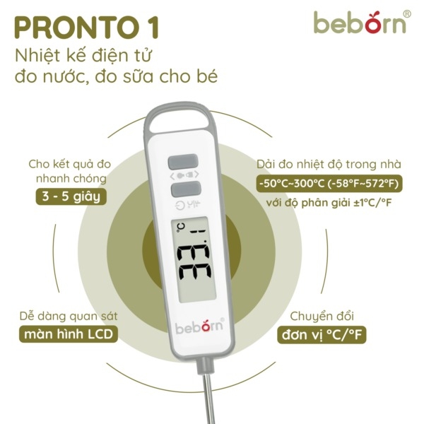 Nhiệt kế Beborn đa năng đo sữa, nước