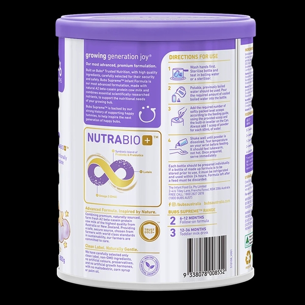 Sữa bột Bub A2 số 1 800g