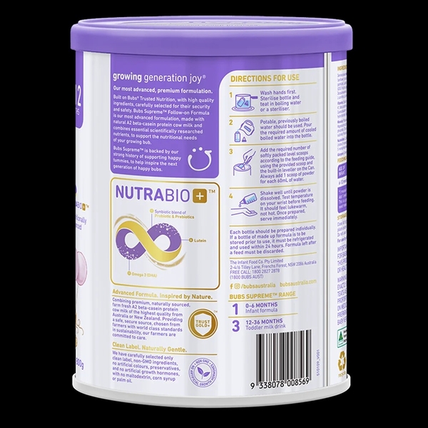 Sữa bột Bubs A2 số 2 800g