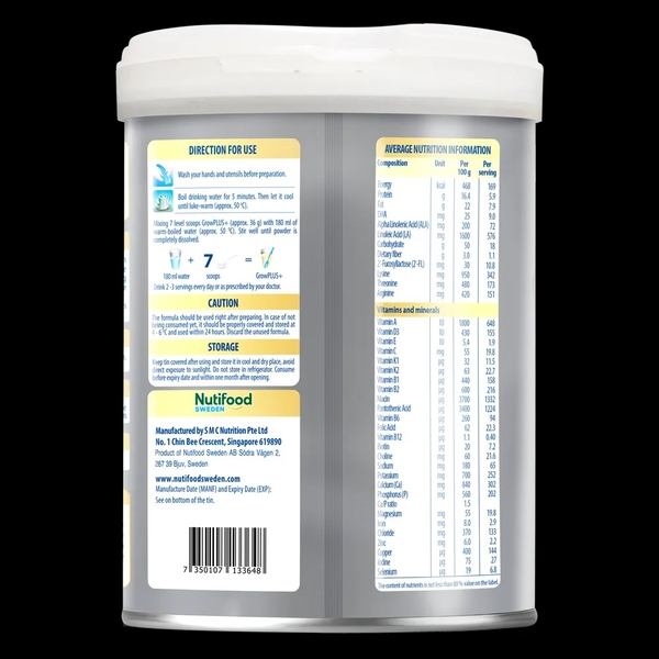 Sản phẩm dinh dưỡng công thức GrowPLUS+ 2+ (Bạc), 800g (trên 2 tuổi)