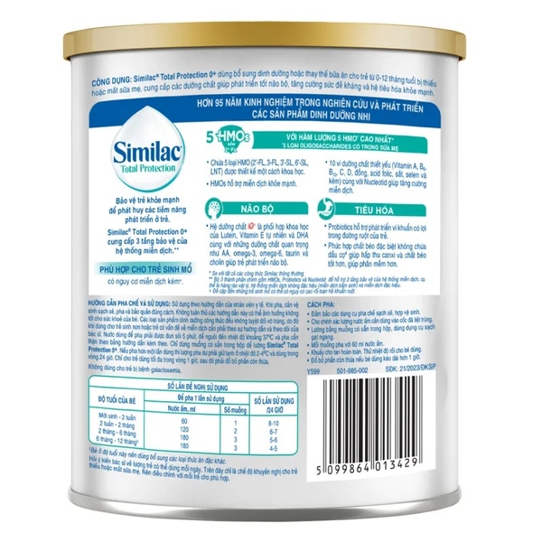 Sữa bột Similac Total Protection 0+ 850g/800g (0 -12 tháng)