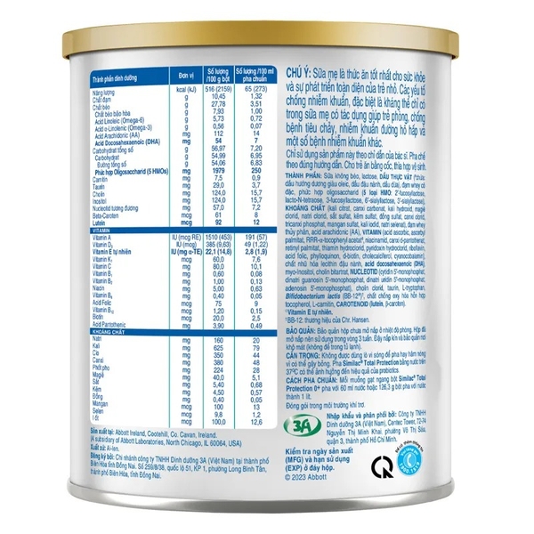 Sữa bột Similac Total Protection 0+ 850g/800g (0 -12 tháng)