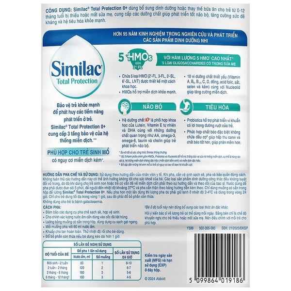 Sữa bột Similac Total Protection 0+ 850g/800g (0 -12 tháng)