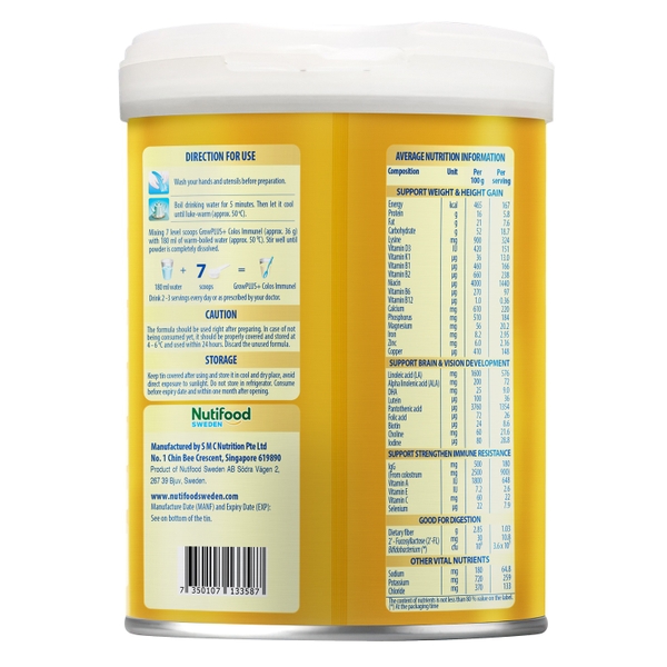 Sữa bột Nutifood GrowPlus+ Colos Immunel 1+ 800g cho bé 1-2Y