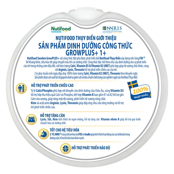 Sữa bột Nutifood GrowPlus+ Height Boosting 1+ 800g cho bé 1-2Y
