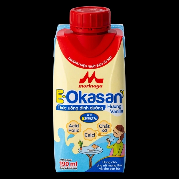 Sữa cho mẹ bầu & mẹ sau sinh Morinaga E-Okasan hương vanilla 190ml (lốc 3 hộp)