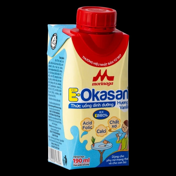 Sữa cho mẹ bầu & mẹ sau sinh Morinaga E-Okasan hương vanilla 190ml (lốc 3 hộp)