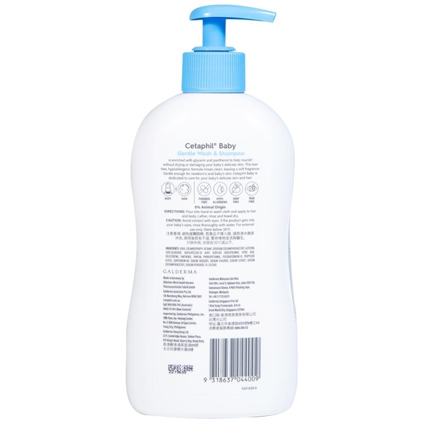 Sữa tắm gội toàn thân Cetaphil Baby Gentle Wash Shampoo 2in1 400ml