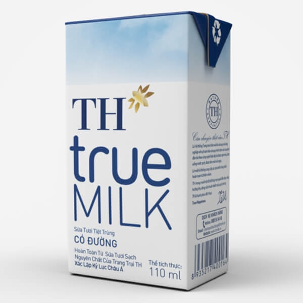 Sữa tươi tiệt trùng TH true Milk có đường 110ml (>1 tuổi)