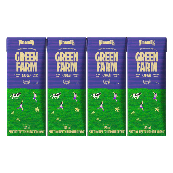 Sữa tươi tiệt trùng Green farm ít đường 180ml