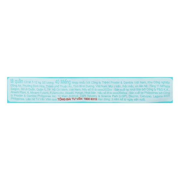 Tã quần Pampers size M 40 miếng (7 - 12 kg) (Tem)