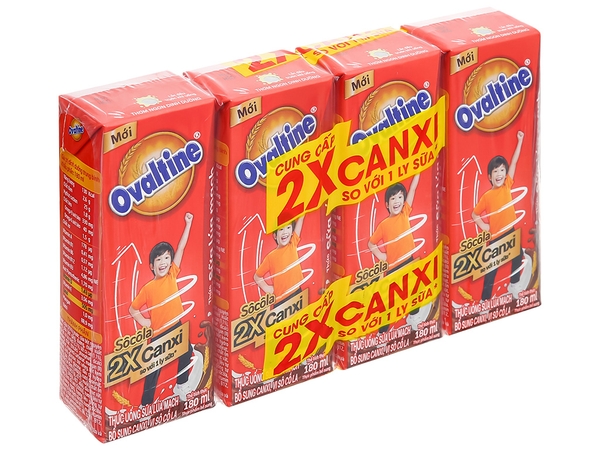 Thức Uống Sữa Lúa Mạch Ovaltine Bổ Sung Canxi Vị Socola 180ml x Lốc 4 Hộp