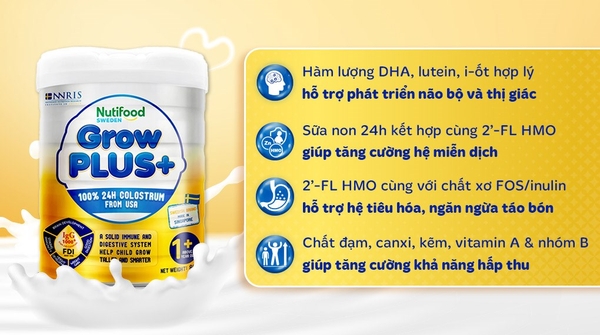 Sữa GrowPLUS+ Sữa non vàng 800g (Từ 1-2 tuổi)