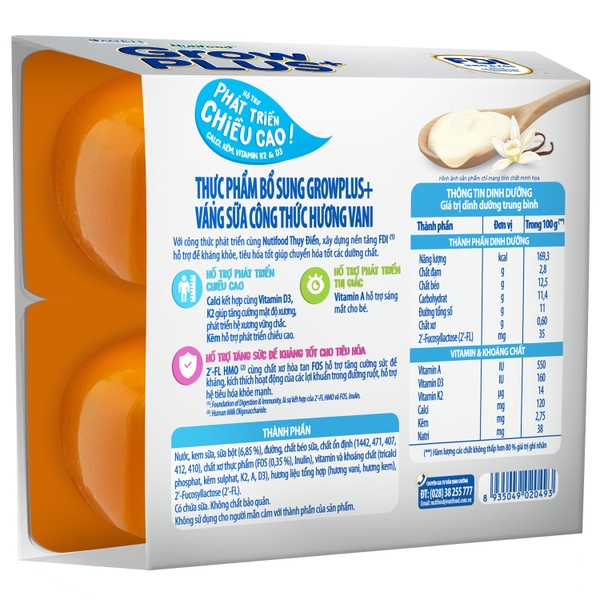 Váng sữa Nutifood GrowPLUS vị vani 4x55g