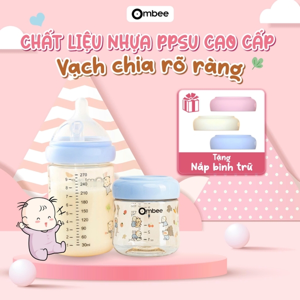 Bình sữa Ombee PPSU Princes Xanh 170ml