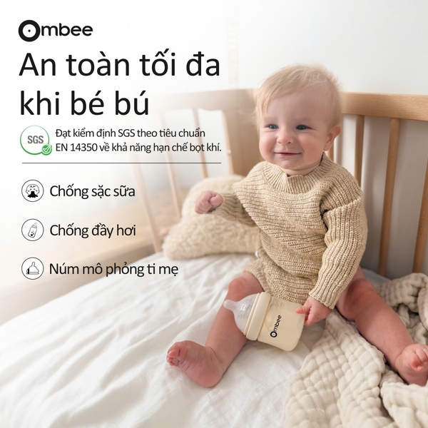 Bình sữa Ombee PPSU Anti-colic phiên bản Angel