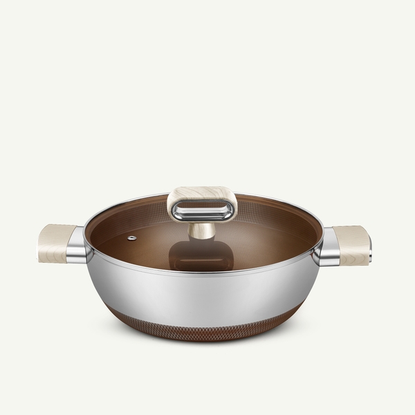 Nồi lẩu siêu chống dính Titanium Aura, size 30 cm, 2 quai