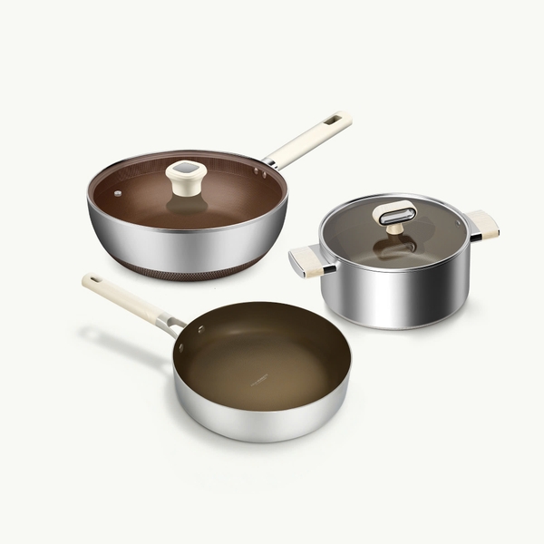 Bộ nồi chảo siêu chống dính Titanium Aura
