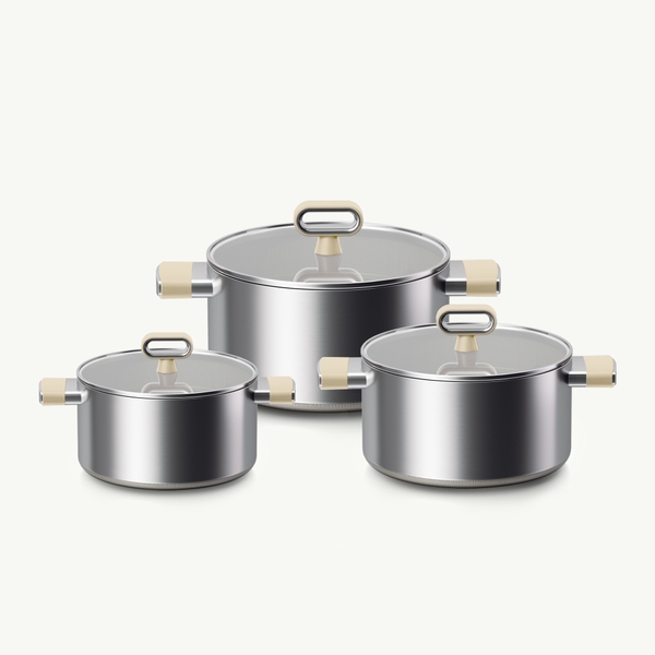 Bộ nồi Titanium Aura, siêu chống dính, 3 size đủ nhu cầu