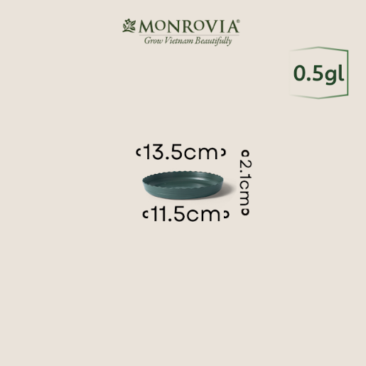 Đĩa lót chậu nhựa trồng cây MONROVIA để bàn, treo ban công, treo tường, thiết kế tinh tế, tiêu chuẩn Châu Âu - 0,5gl