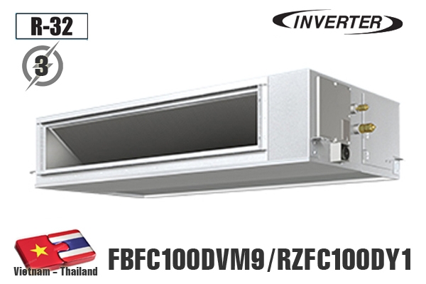 Điều hoà âm trần nối ống gió Daikin  36.000 BTU 1 chiều inverter điện 3 Pha FBFC100DVMV9/RZFC100EY1