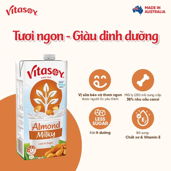 Sữa hạnh nhân Vitasoy ít đường hộp 1 lít